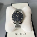 Gucci G Timeless Automatic Black Dial Silver Steel Strap Watch For Men - YA126353