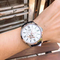 Fossil Townsman Automatic White Dial Black Leather Strap Watch for Men - ME3104