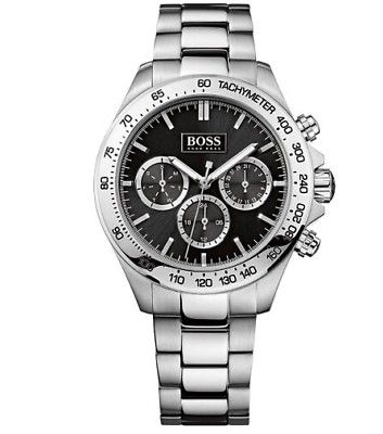 Hugo Boss Ikon Black Dial Silver Steel Strap Watch for Men - 1512965