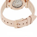 Emporio Armani Meccanico Skeleton Silver Dial Beige Leather Strap Watch For Women - AR60001