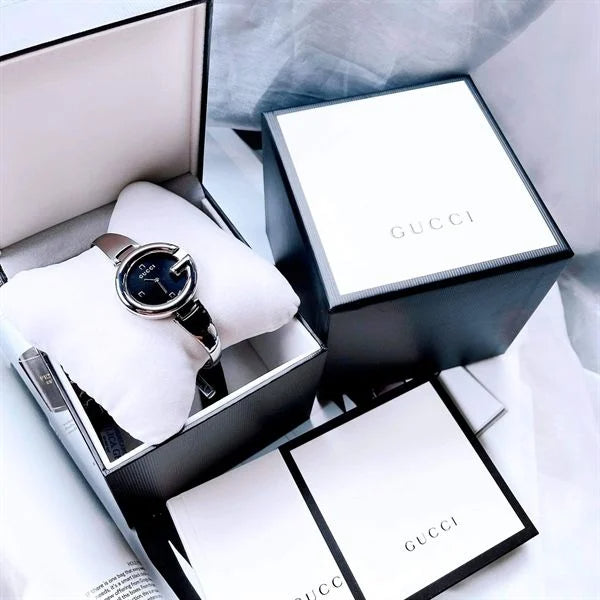 Gucci Guccissima Analog Black Dial Silver Steel Strap Watch For Women - YA134301