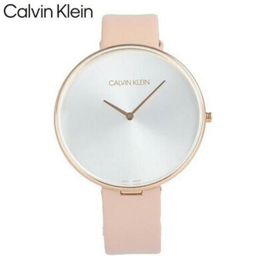 Calvin Klein Full Moon Silver Dial Pink Leather Stap Watch for Women - K8Y236Z6