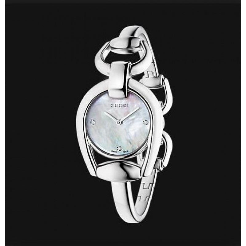 Gucci Horsebit Collection Diamonds Mother of Pearl Dial Silver Steel Strap Watch For Women - YA139506