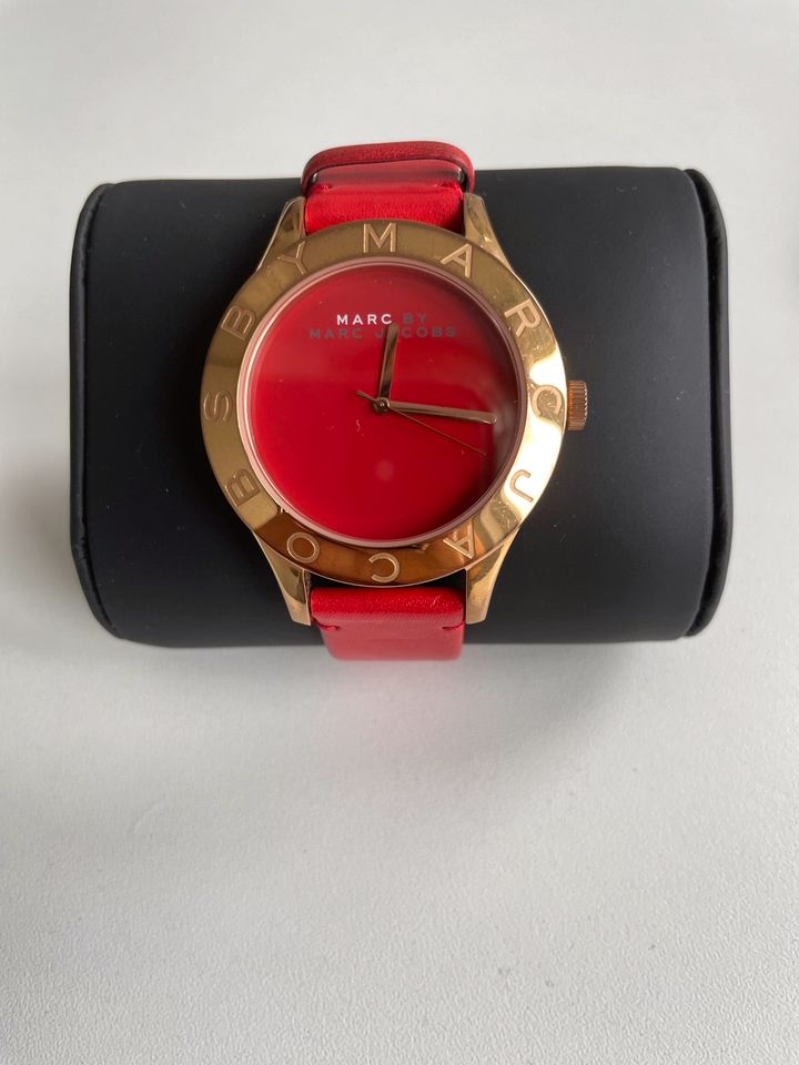 Marc Jacobs Blade Red Dial Red Leather Strap Watch for Women - MBM1210