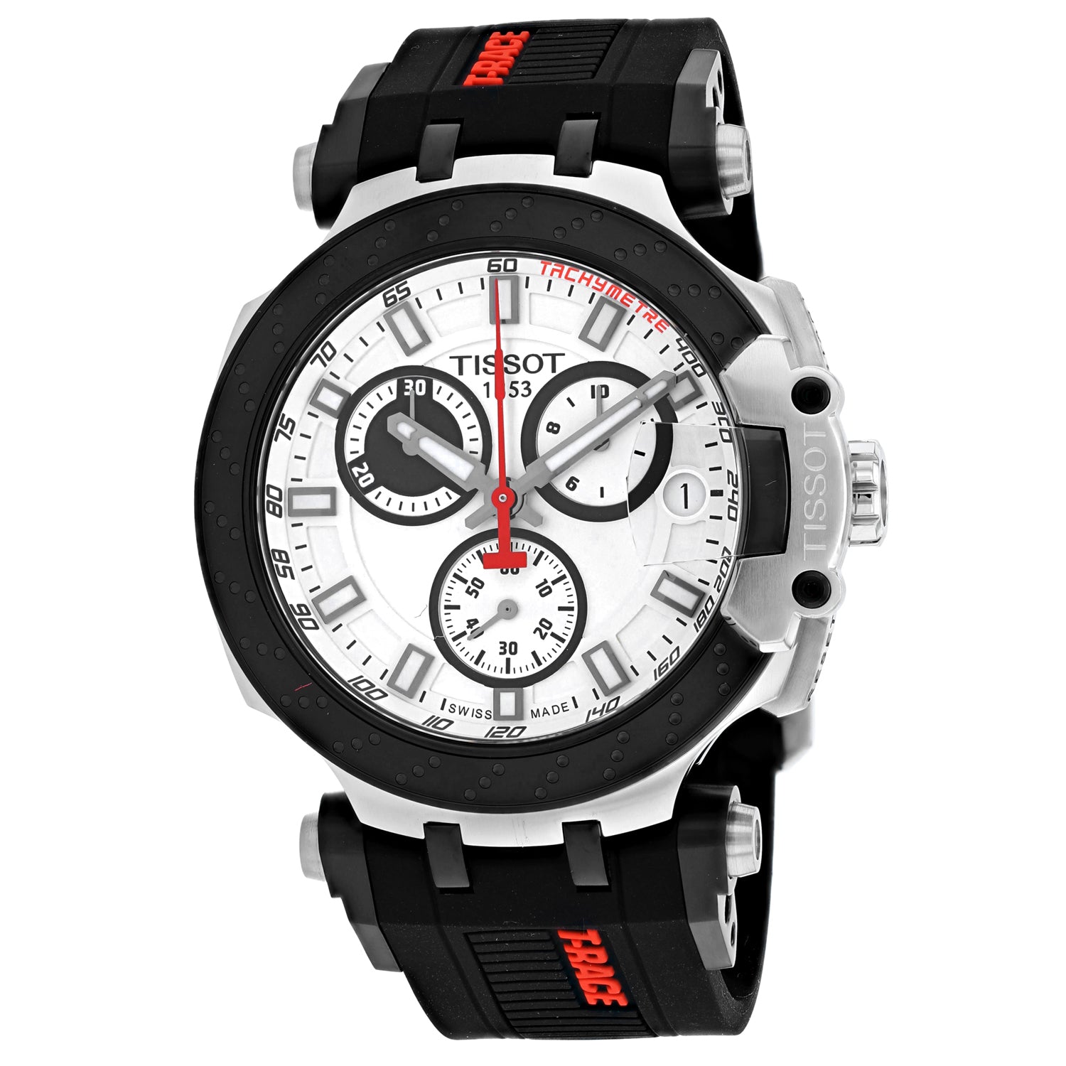 Tissot T Race Chronograph White Dial Black Silicon Strap Watch For Men - T115.417.27.011.00