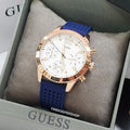 Guess Marina Multifunction White Dial Blue Rubber Strap Watch for Women - W1025L4