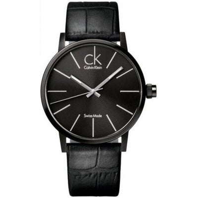 Calvin Klein Black Dial Black Leather Strap Watch for Women - K7622401