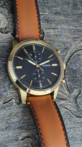 Fossil Townsman Chronograph Blue Dial Brown Leather Strap Watch for Men - FS5279