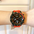 Fossil Bannon Chronograph Grey Dial Orange Silicone Strap Watch for Men - BQ2500