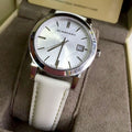 Burberry The City White Dial White Leather Strap Watch for Women - BU9128