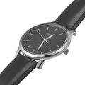 Fossil The Minimalist Three Hand Black Dial Black Leather Strap Watch for Men - FS5398