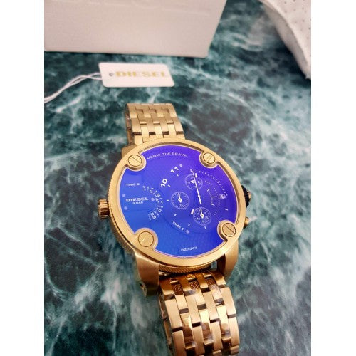 Diesel Mr Daddy Blue Dial Gold Stainless Steel Watch For Men - DZ7347