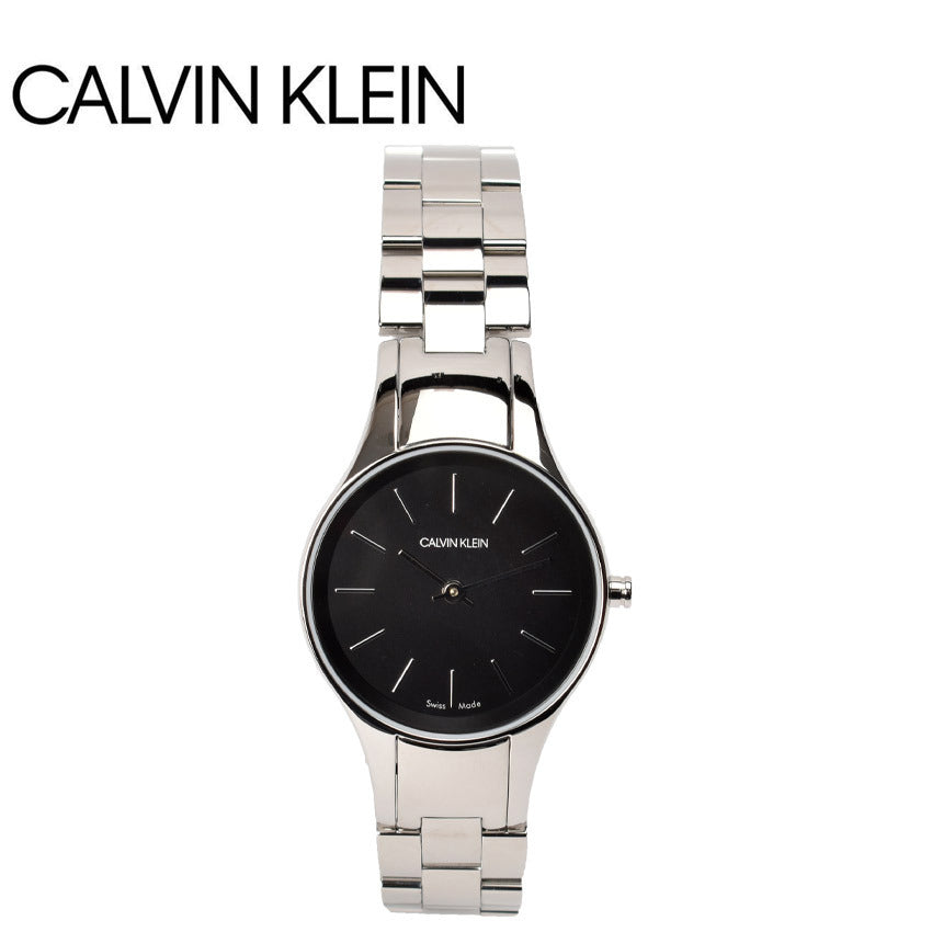 Calvin Klein Simplicity Black Dial Silver Steel Strap Watch for Women - K4323130