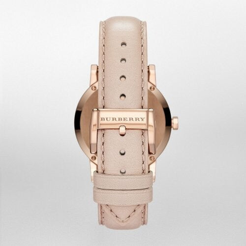 Burberry The City Rose Gold Dial Beige Leather Strap Watch for Women - BU9014