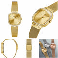 Guess Tapestry Diamonds Gold Dial Gold Mesh Bracelet Watch for Women - GW0354L2