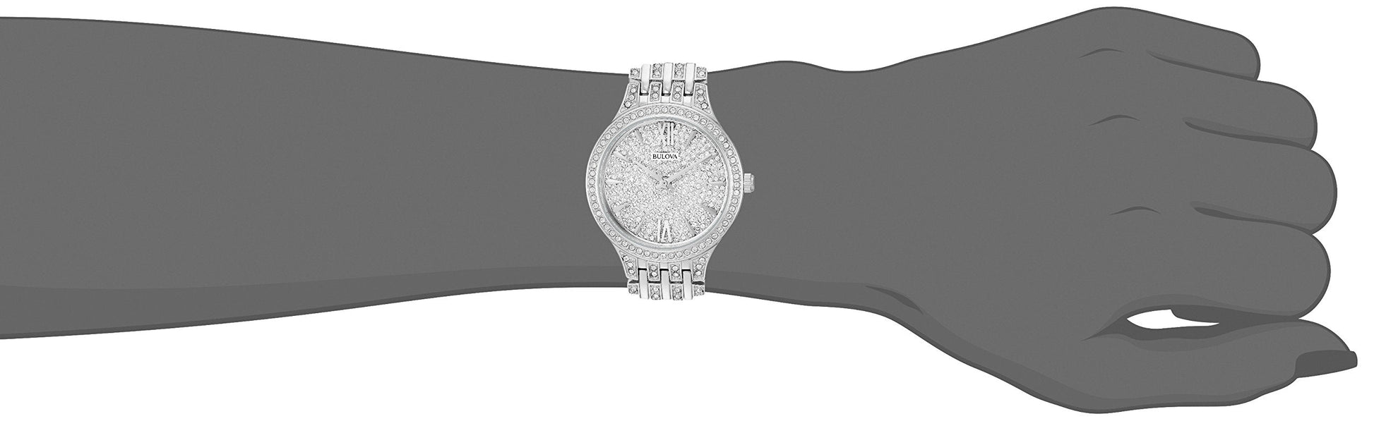 Bulova Crystal Collection Silver Dial Silver Steel Strap Watch for Women - 96L243