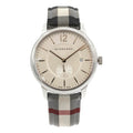 Burberry The Classic Silver Dial Horseferry Black Leather Strap Watch for Men - BU10002