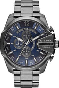 Diesel Mega Chief Chronograph Blue Dial Black Stainless Steel Watch For Men - DZ4329