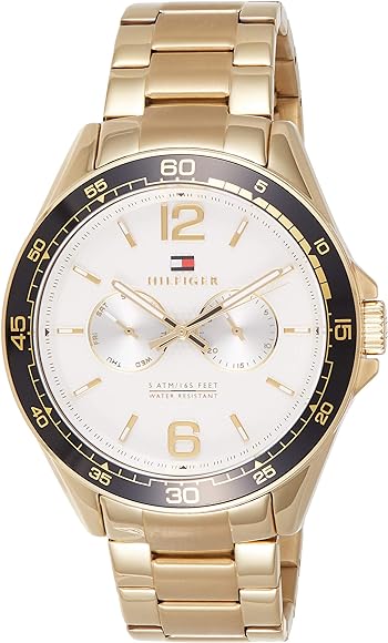 Tommy Hilfiger Sport White Dial Gold Steel Strap Watch for Men - 1791365