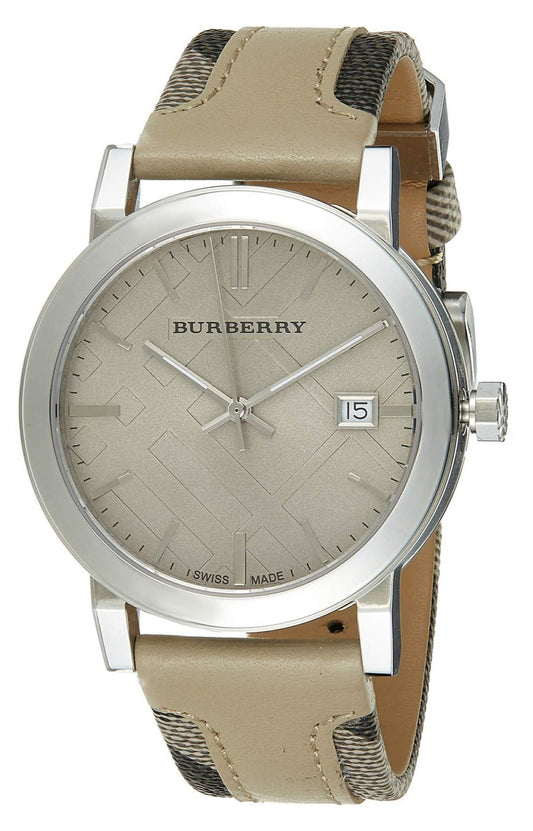 Burberry The City Beige Dial Beige Leather Strap Watch for Women - BU9021