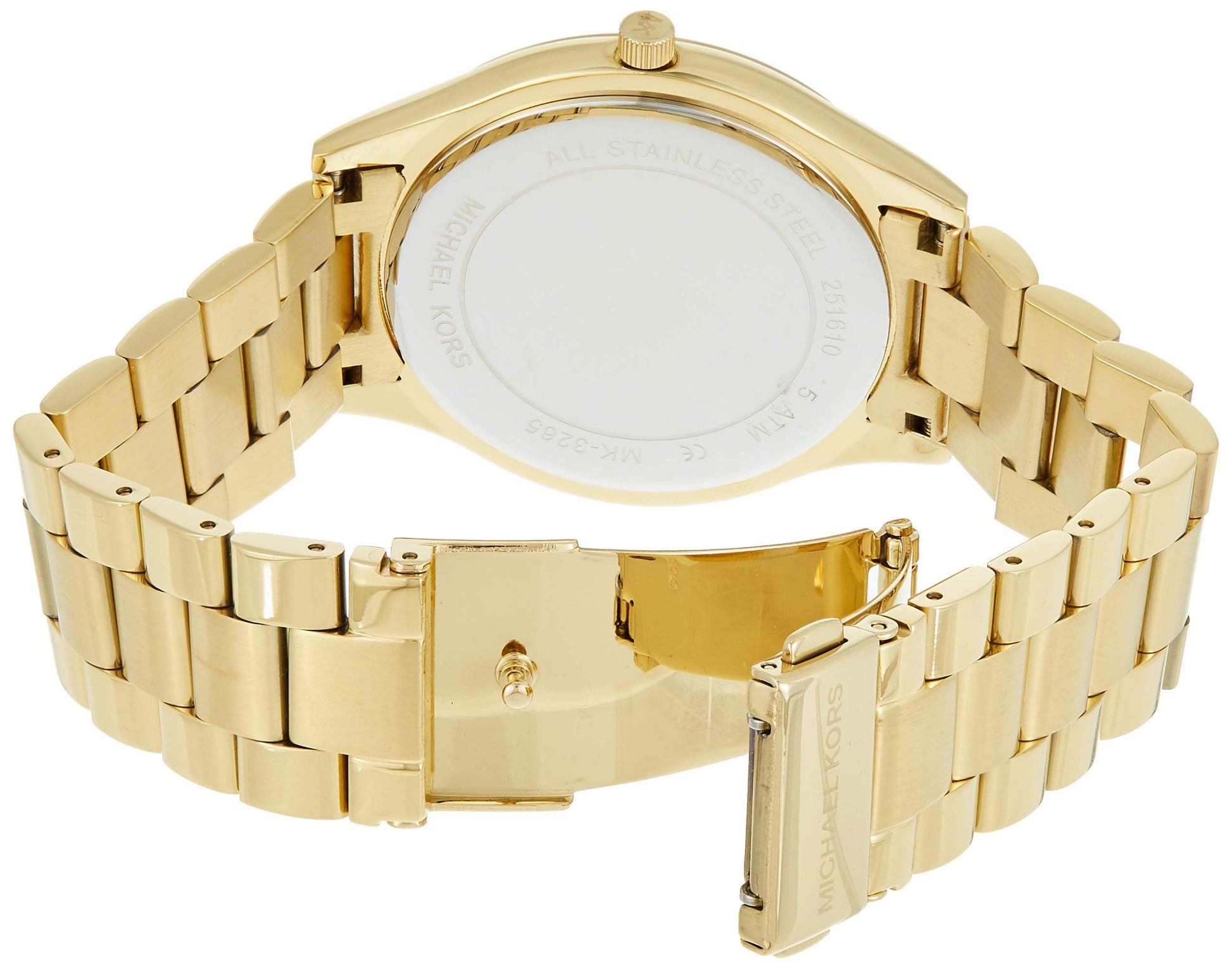 Michael Kors Slim Runway Blue Dial Gold Steel Strap Watch for Women - MK3265