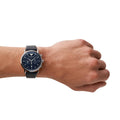 Emporio Armani Aviator Chronograph Blue Dial Blue Leather Strap Watch For Men - AR11105