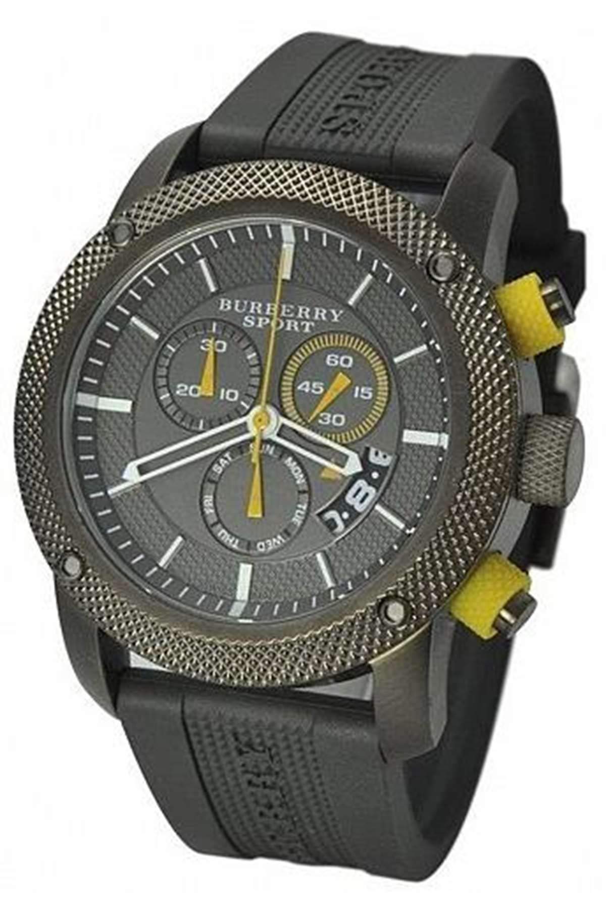 Burberry Sport Endurance Chronograph Grey Dial Grey Rubber Strap Watch for Men - BU7713