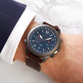 Hugo Boss Nomad Chronograph Blue Dial Brown Leather Strap Watch for Men - 1513773