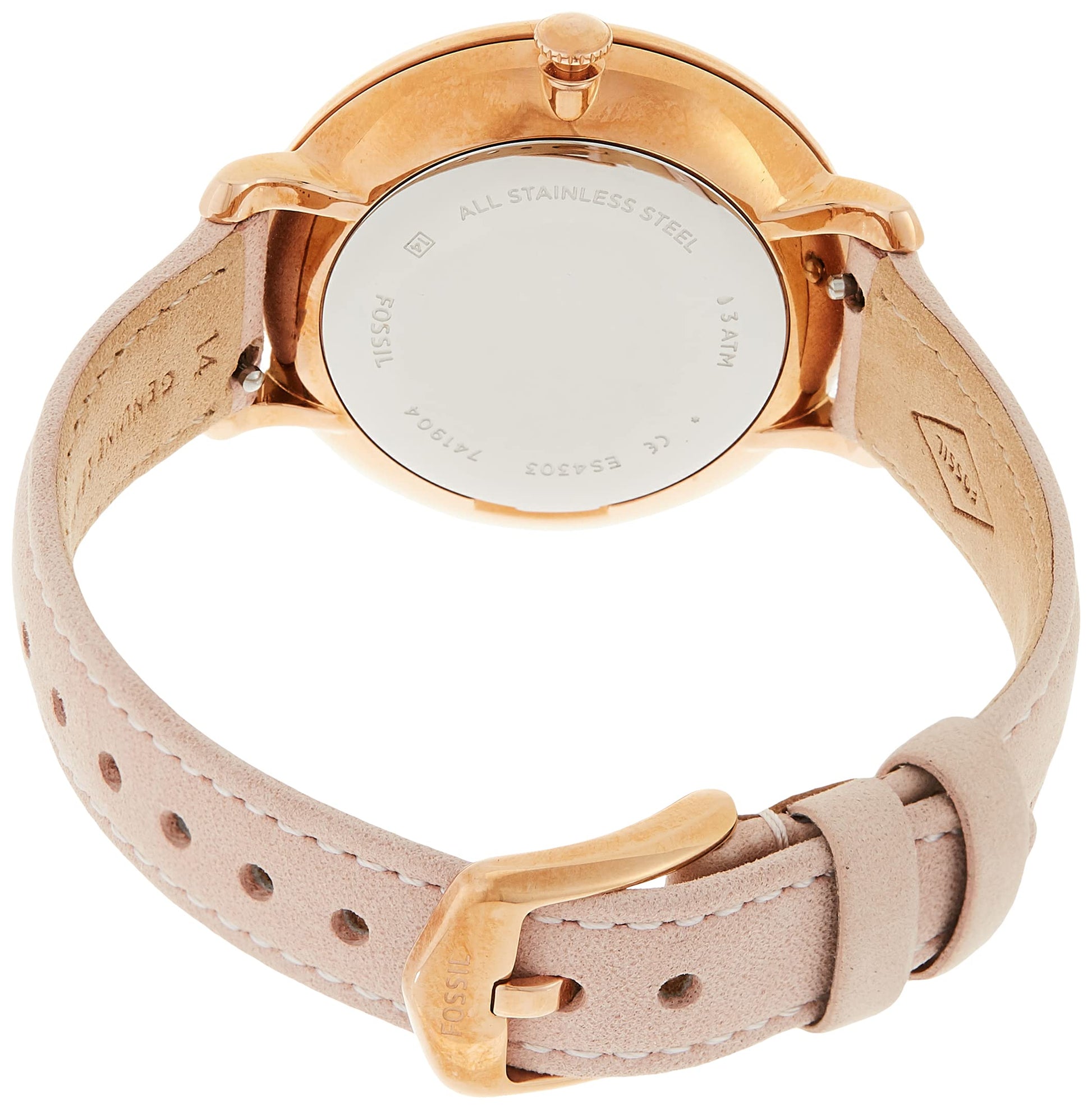 Fossil Jacqueline White Dial Pink Leather Strap Watch for Women - ES4303