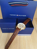 Tommy Hilfiger Keagan Quartz Silver Dial Brown Leather Strap Watch for Men - 1791291