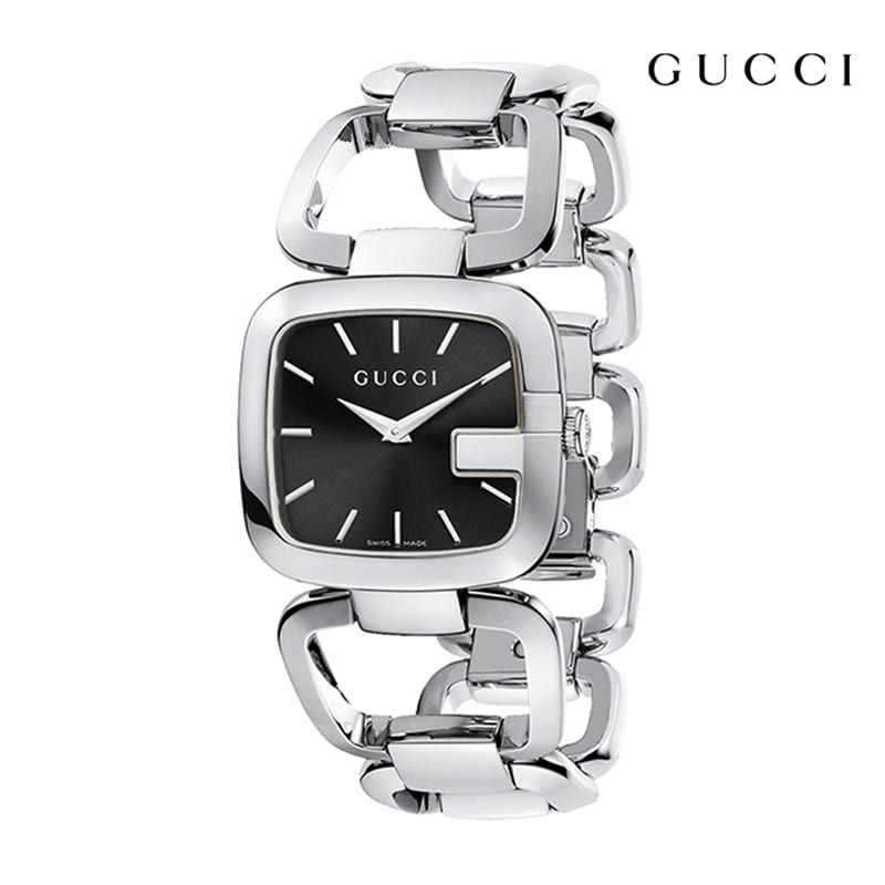 Gucci G Gucci Black Dial Silver Steel Strap Watch For Women - YA125510