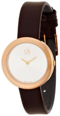 Calvin Klein Firm White Dial Brown Leather Strap Watch for Women - K3N236G6