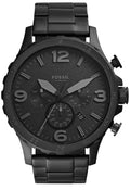 Fossil Nate Chronograph Black Dial Black Steel Strap Watch for Men - JR1401