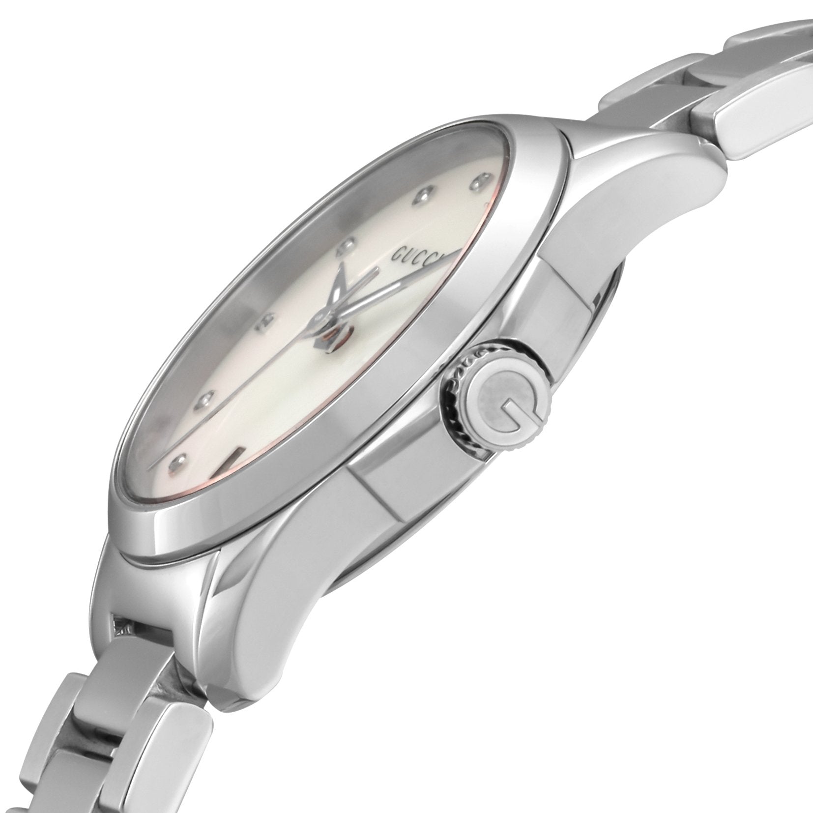 Gucci G Timeless Silver Stainless Steel Mother of Pearl Dial Quartz Watch For Women - YA126542