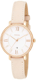 Fossil Jacqueline White Dial Pink Leather Strap Watch for Women - ES4303