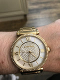 Michael Kors Catlin Mother of Pearl Dial Gold Steel Strap Watch for Women - MK3332