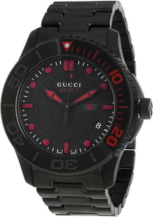 Gucci Sport G Timeless Black Dial Black Steel Strap Watch For Men - YA126230