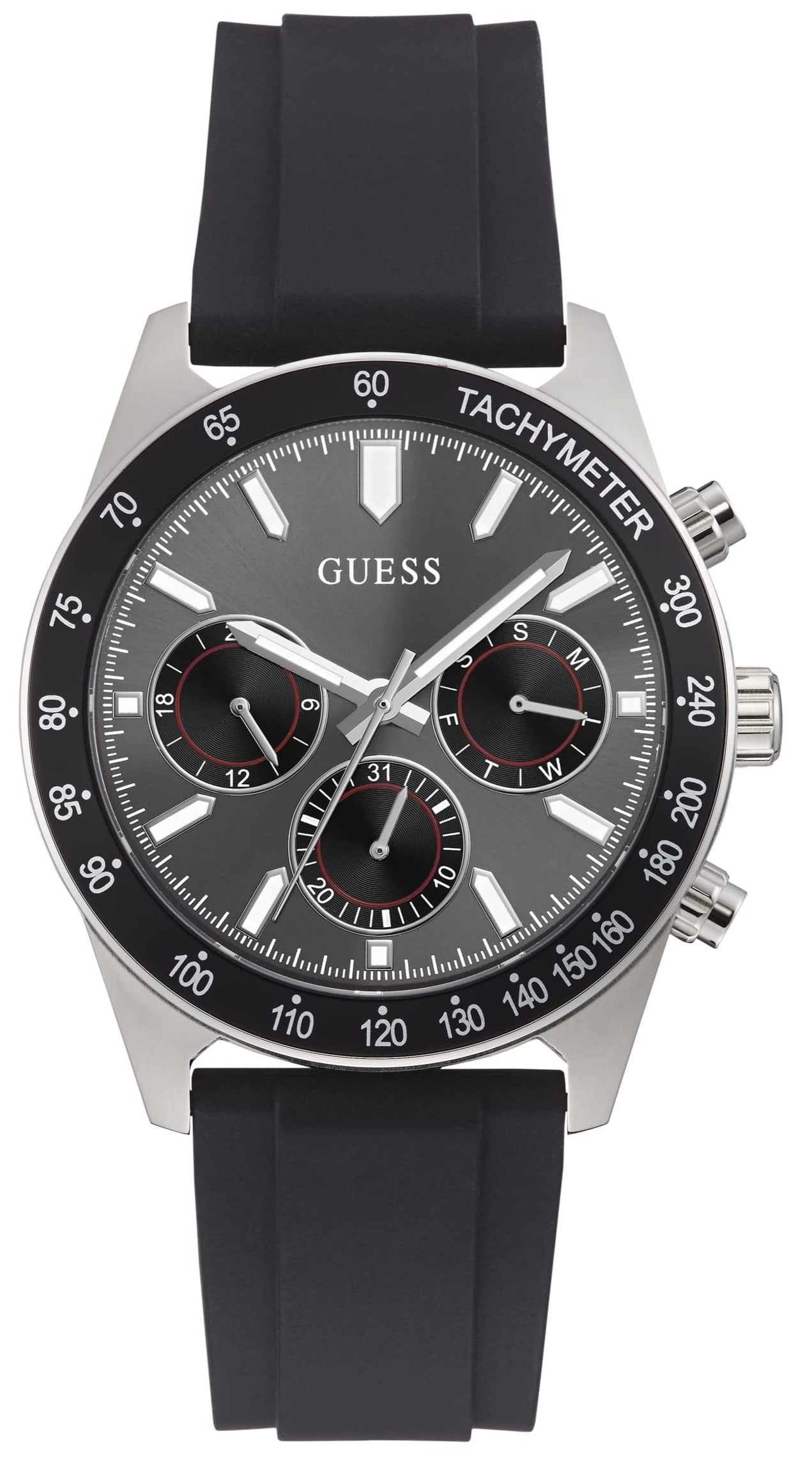 Guess Altitude Chronograph Black Dial Black Rubber Strap Watch for Men - GW0332G1