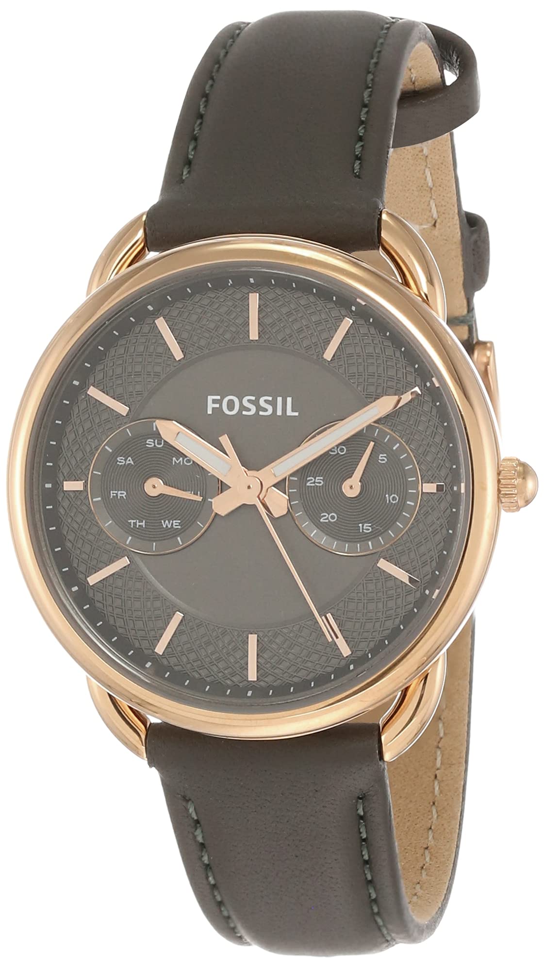 Fossil Tailor Grey Dial Grey Leather Strap Watch for Women - ES3913