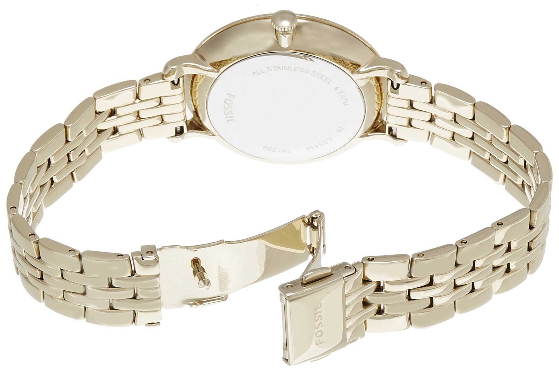 Fossil Jacqueline White Dial Gold Steel Strap Watch for Women - ES3434