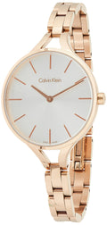 Calvin Klein Graphic Silver Dial Rose Gold Steel Strap Watch for Women - K7E23646