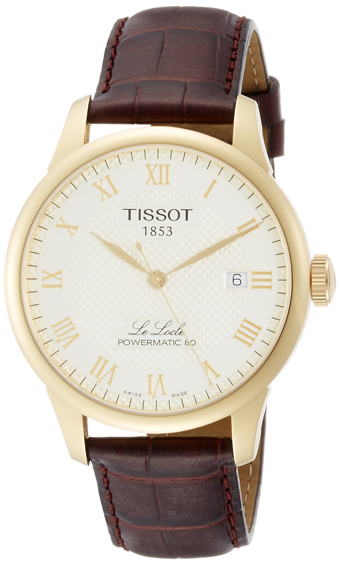 Tissot Le Locle Automatic Ivory Dial Brown Leather Strap Watch For Men - T41.5.413.73