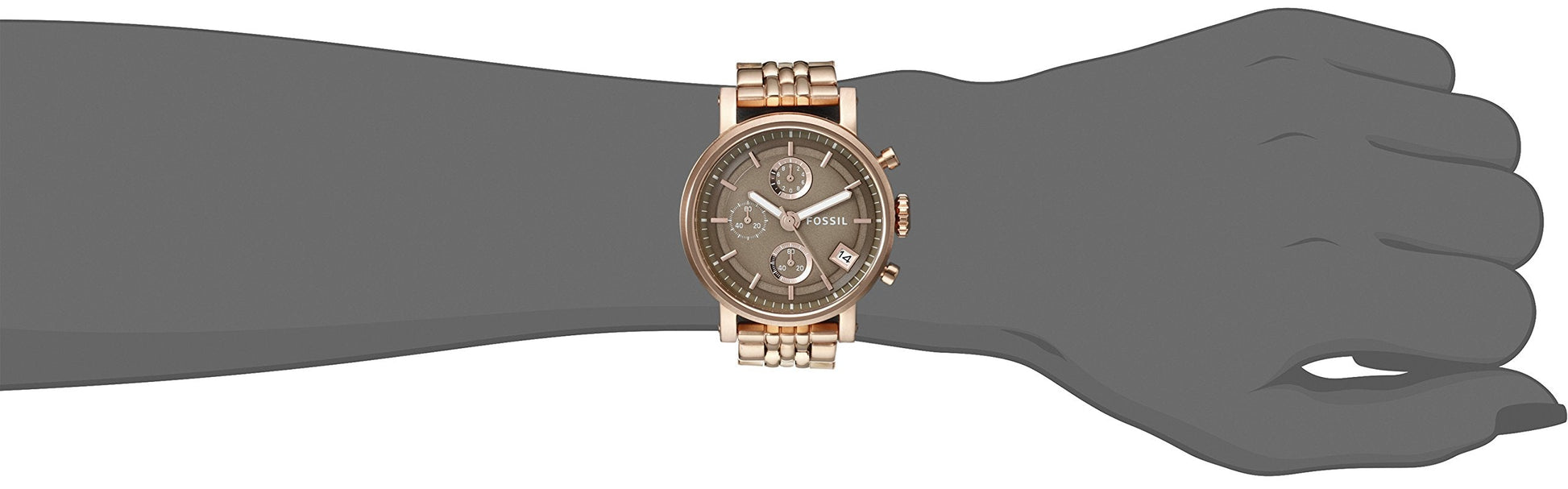 Fossil Boyfriend Chronograph Brown Dial Rose Gold Steel Strap Watch for Women - ES3494