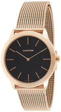 Calvin Klein Minimal Black Dial Rose Gold Mesh Bracelet Watch for Women - K3M2262Y