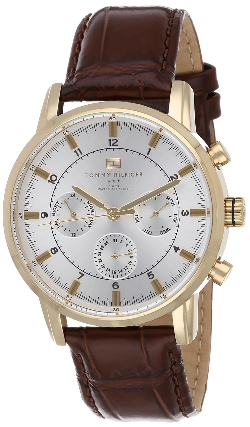 Tommy Hilfiger Harrison White Dial Brown Leather Strap Watch for Men - 1790874