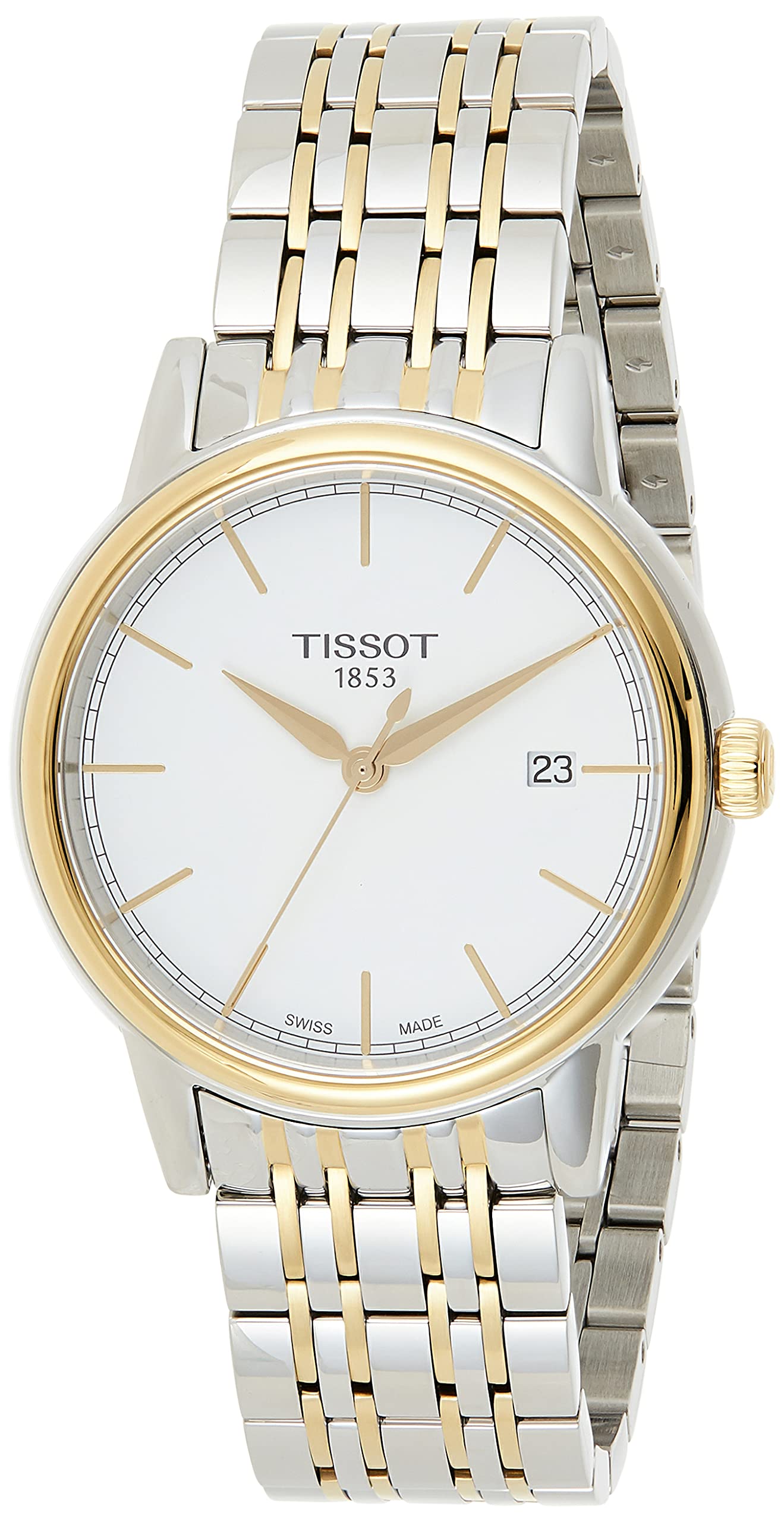 Tissot T Classic Carson Quartz White Dial Two Tone Steel Strap Watch for Men - T085.410.22.011.00