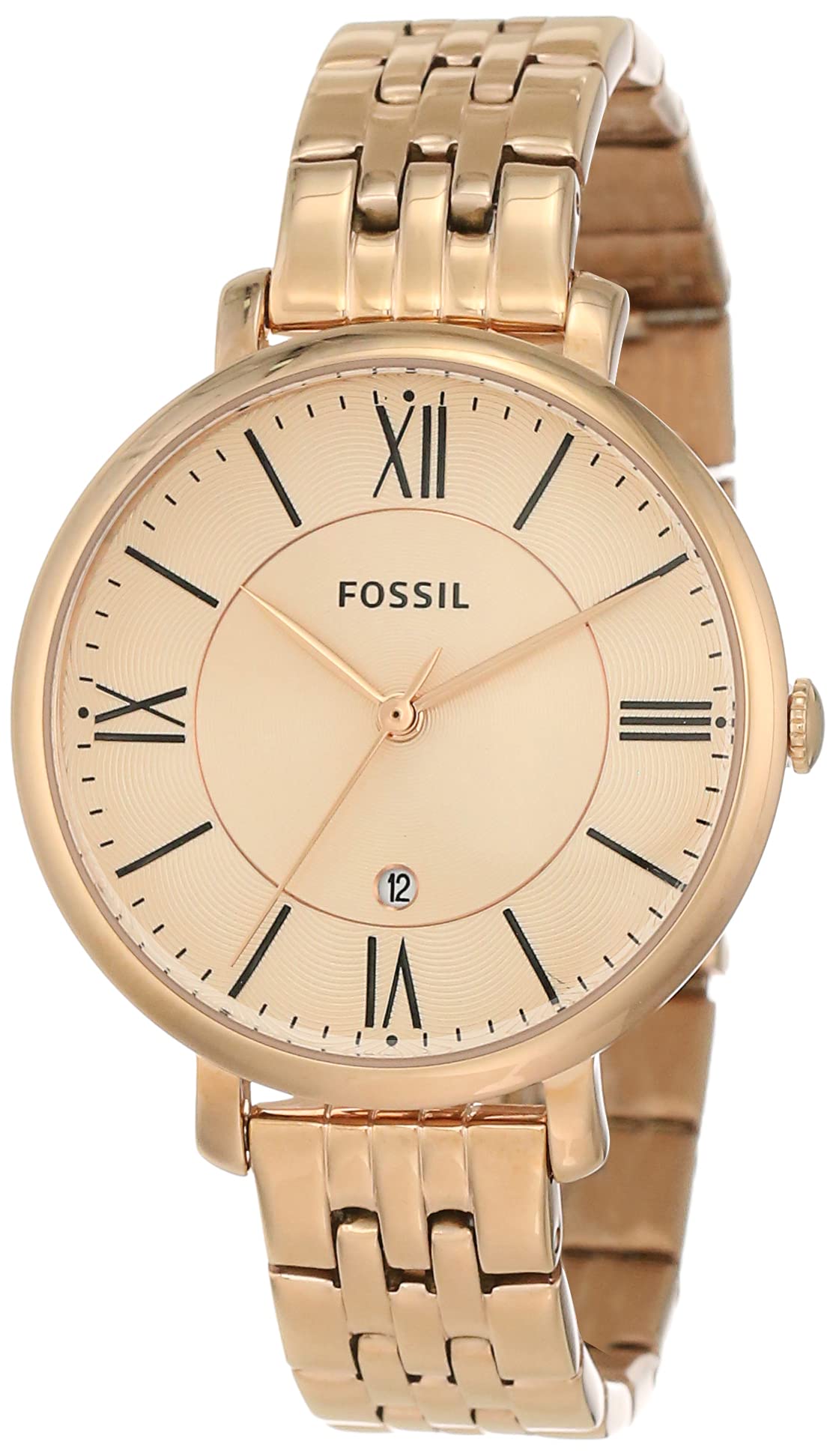 Fossil Jacqueline Rose Gold Dial Rose Gold Steel Strap Watch for Women - ES3435