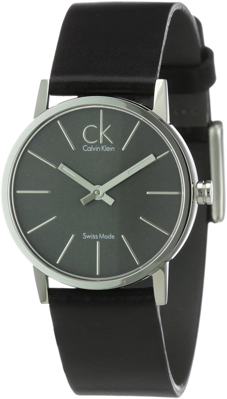 Calvin Klein Minimal Black Dial Black Leather Strap Watch for Women - K7622107