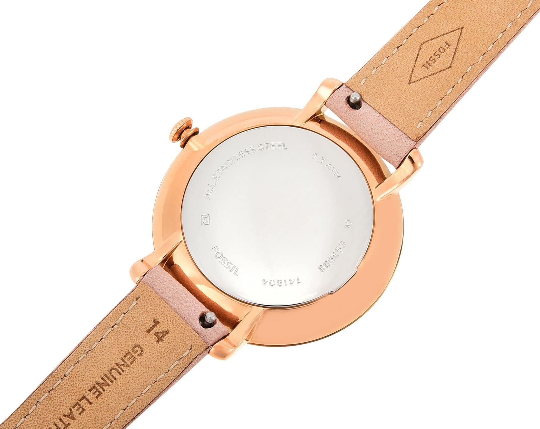 Fossil Jacqueline White Dial Pink Leather Strap Watch for Women - ES3988