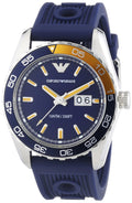 Emporio Armani Sportivo Chronograph Quartz Blue Dial Blue Rubber Strap Watch For Men - AR6045